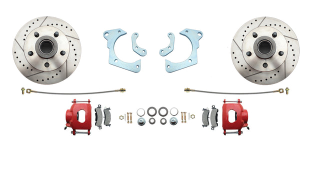 1965-1968 GM Full Size Disc Brake Kit Drilled/Slotted Rotors-Red DBK6568LXR Brakes MBM