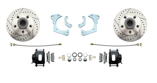 t Fits 1965-68 GM Full Size Disc Brake Kit Drilled/Slotted Rotors-Black DBK6568LXB MBM Brakes