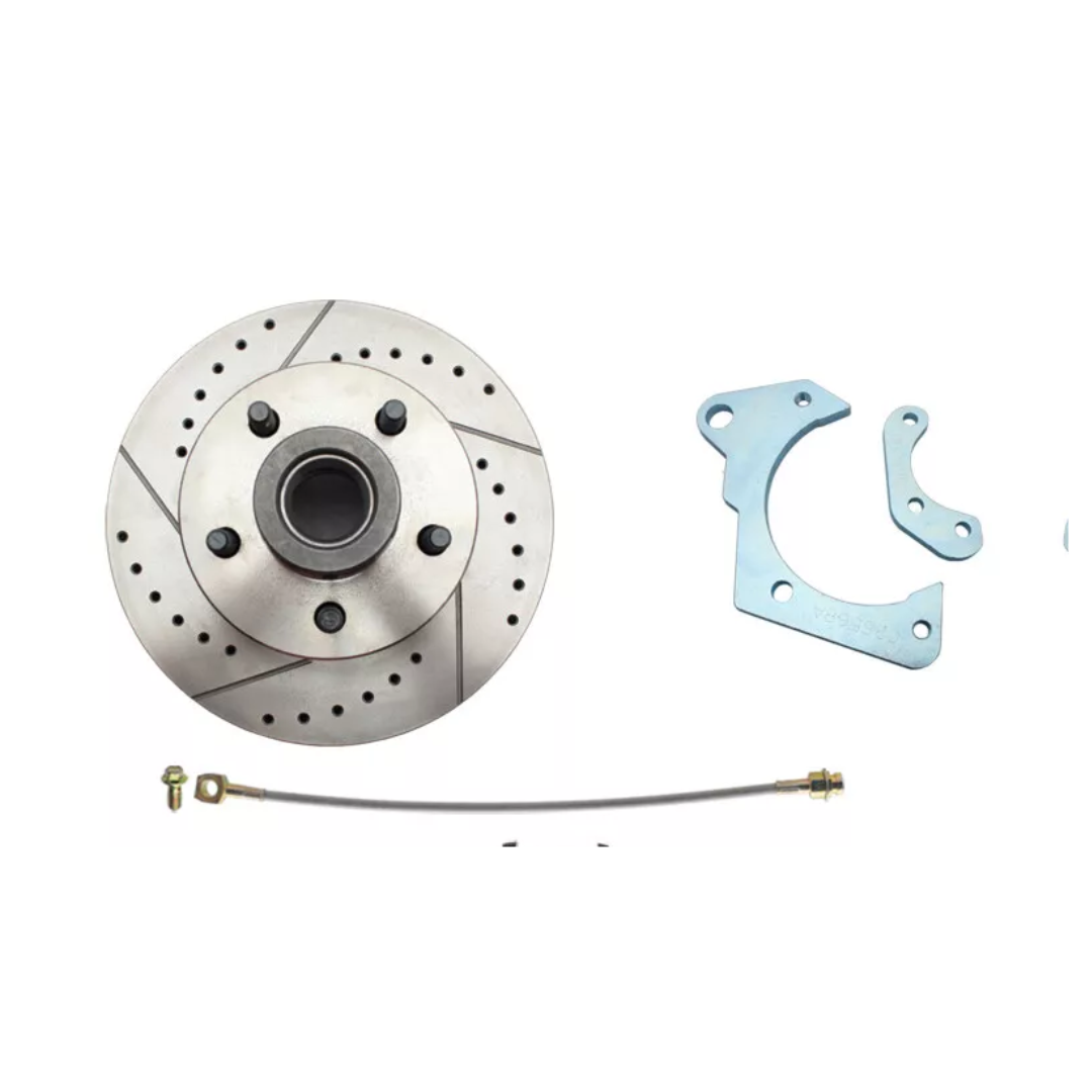 t Fits 1965-68 GM Full Size Disc Brake Kit Drilled/Slotted Rotors-Black DBK6568LXB MBM Brakes