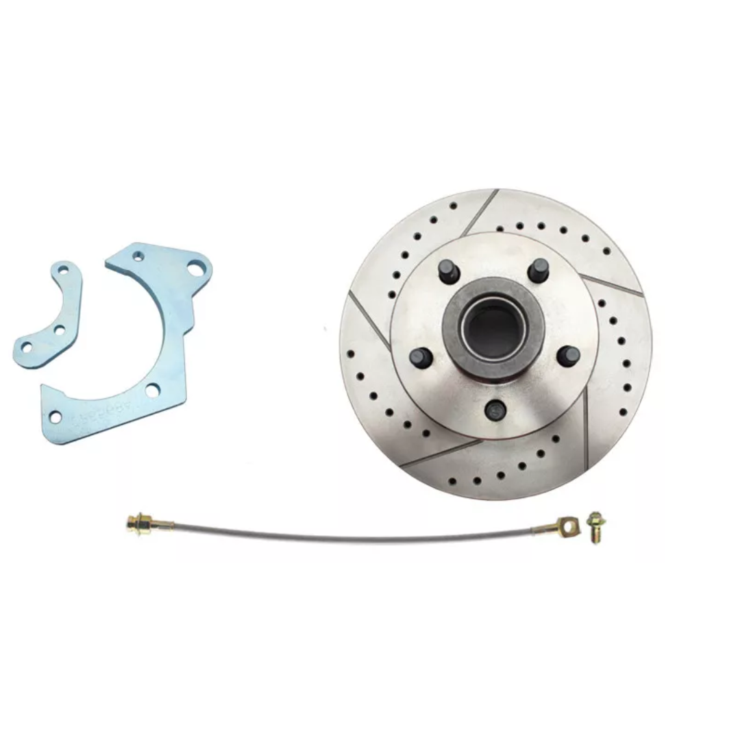 t Fits 1965-68 GM Full Size Disc Brake Kit Drilled/Slotted Rotors-Black DBK6568LXB MBM Brakes