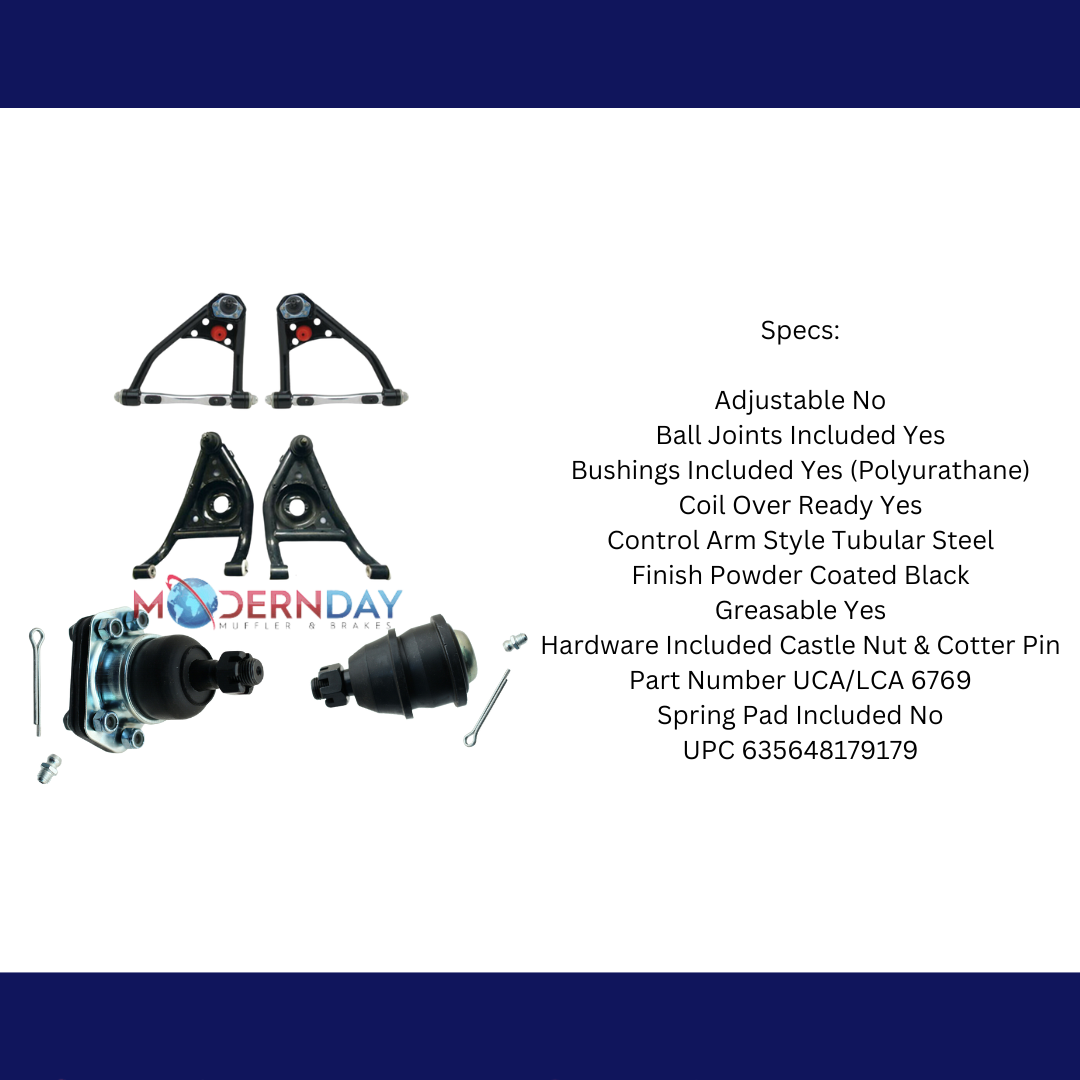 Fits 1967-1969 Camaro/Firebird Upper & Lower Tubular Control Arms for 1967-1969 Chevy El Camino steel black disc brake fits-1967-1969-camaro-firebird-upper-lower-tubular-control-ar