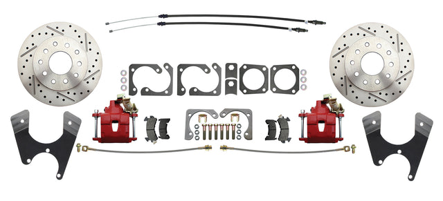 1967-69 Camaro 10/12; Disc Brake w/E-Brake&Slotted Rotor-Red DBK1012SLX-R Brakes MBM