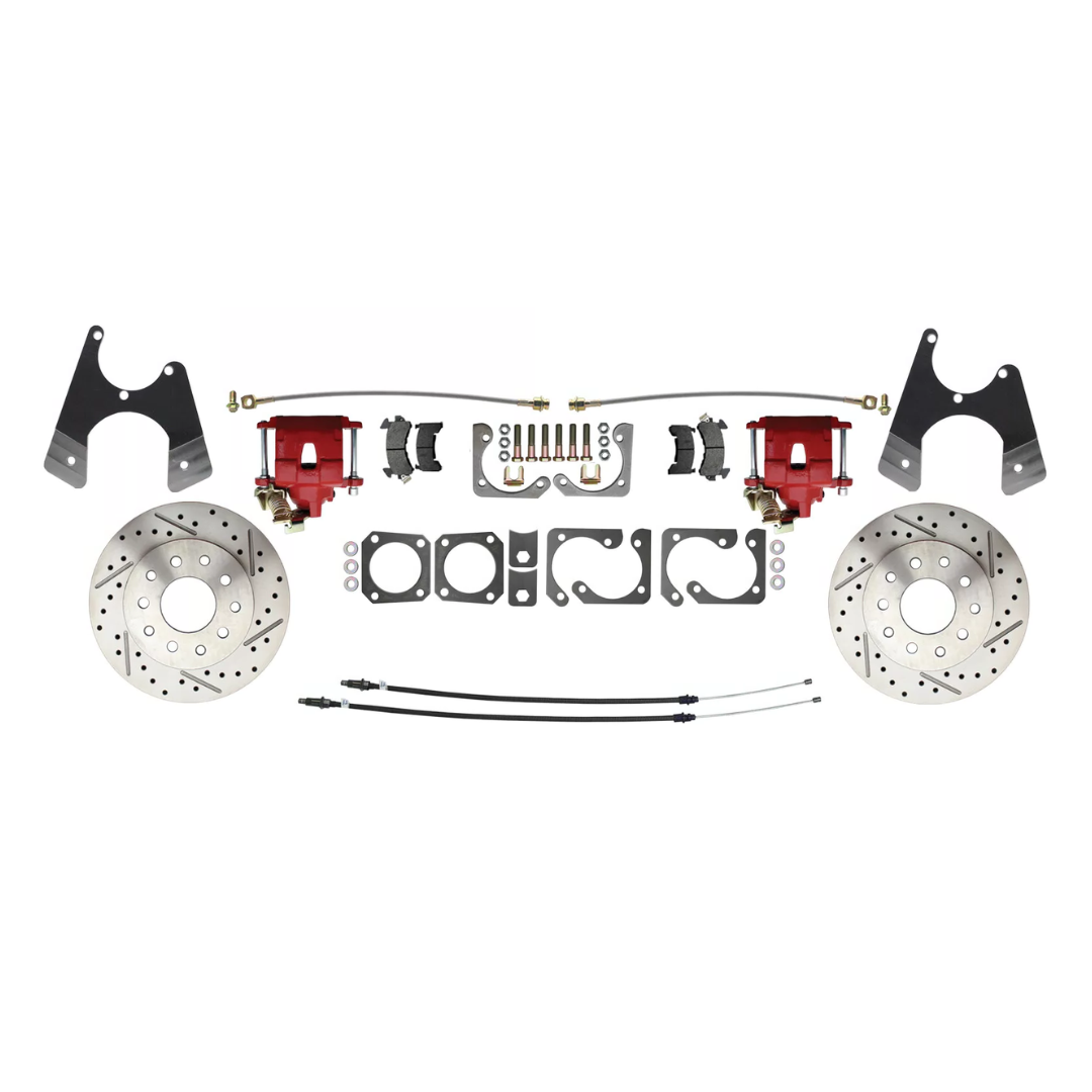 1967-69 Camaro 10/12; Disc Brake w/E-Brake&Slotted Rotor-Red DBK1012SLX-R Brakes MBM