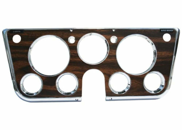 1969-72 Blazer Instrument Bezel-7 Hole W/ Gauges-Chrome/Woodgrain INST305