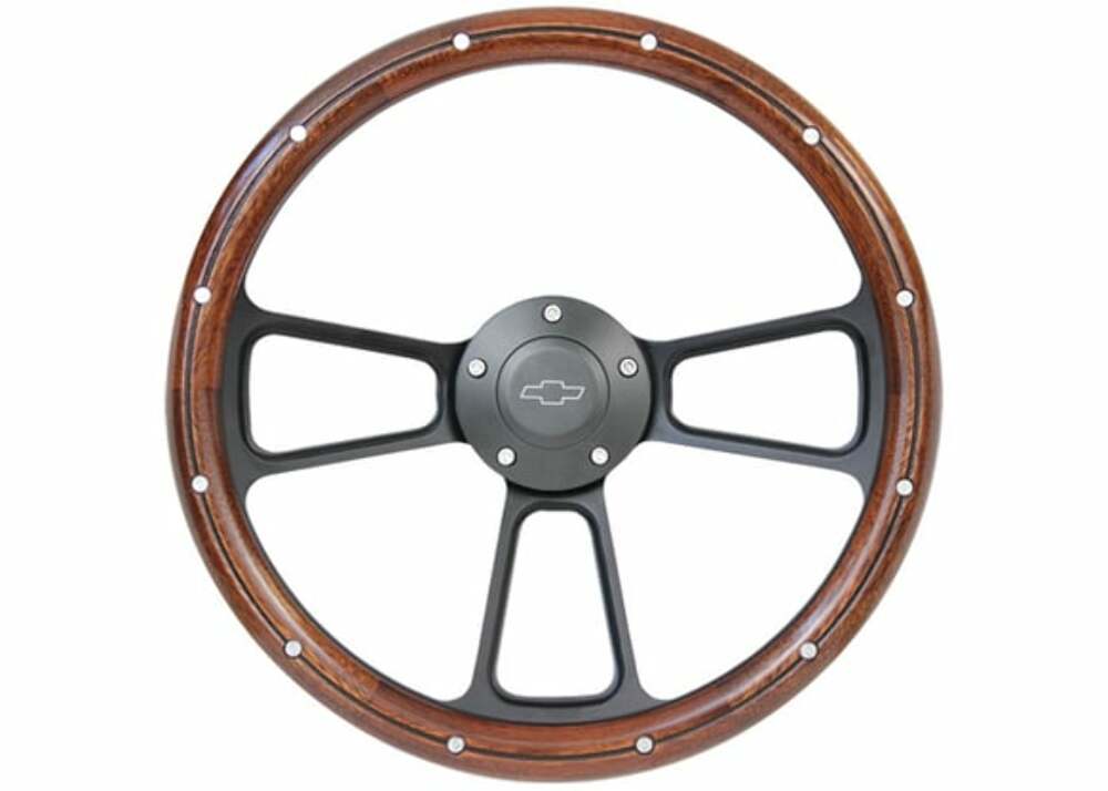 1969 Blazer Custom Steering Wheels-Black / Wood-Bowtie STRF8BW160-69