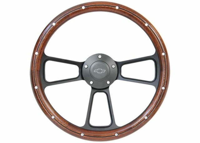 1969 Blazer Custom Steering Wheels-Black / Wood-Bowtie STRF8BW160-69