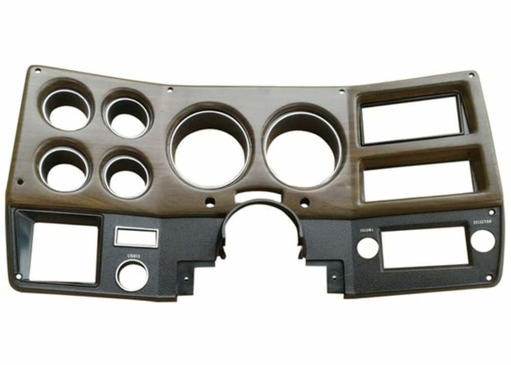 1975-1977 Chevrolet C10; Instrument Bezel-With A/C-Silver/Woodgrain INST781