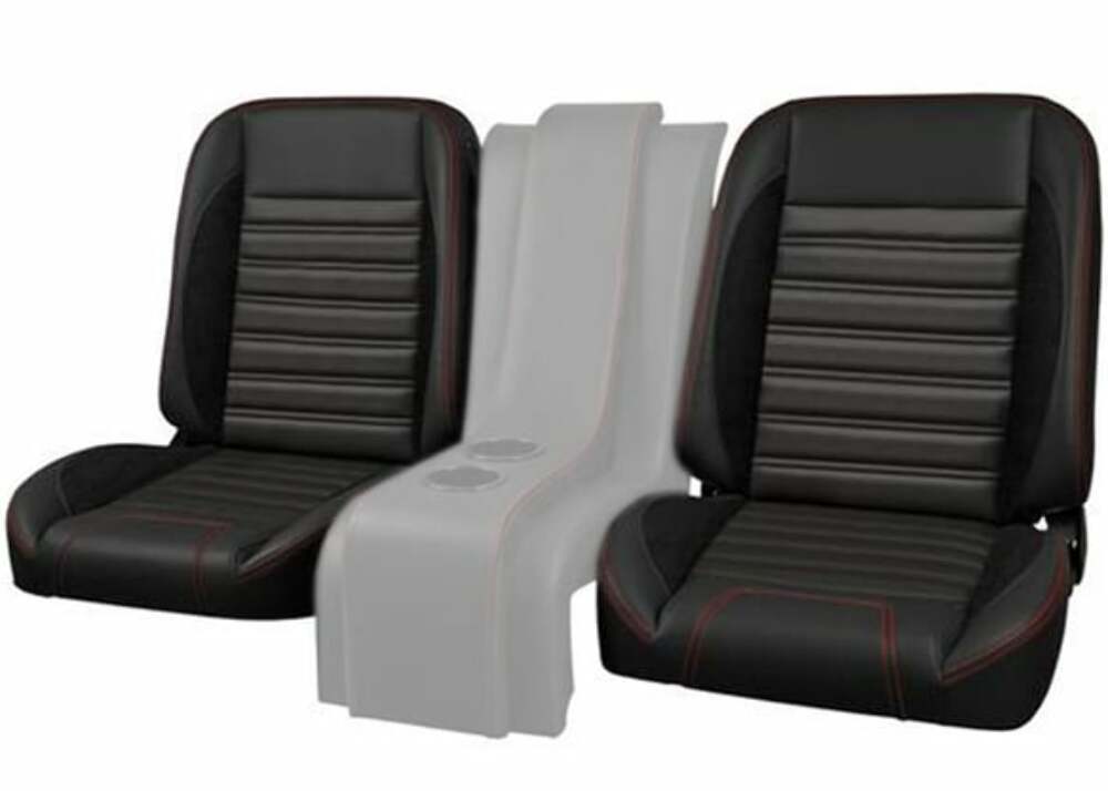 t Fits 1987 Chevrolet Blazer Bucket Seats Sport-Black w/ Red Stitching QSBKT87RED Brothers Trucks