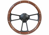 1988-91 Blazer Custom Steering Wheels-Black / Wood-Plain STRF8BW74-91