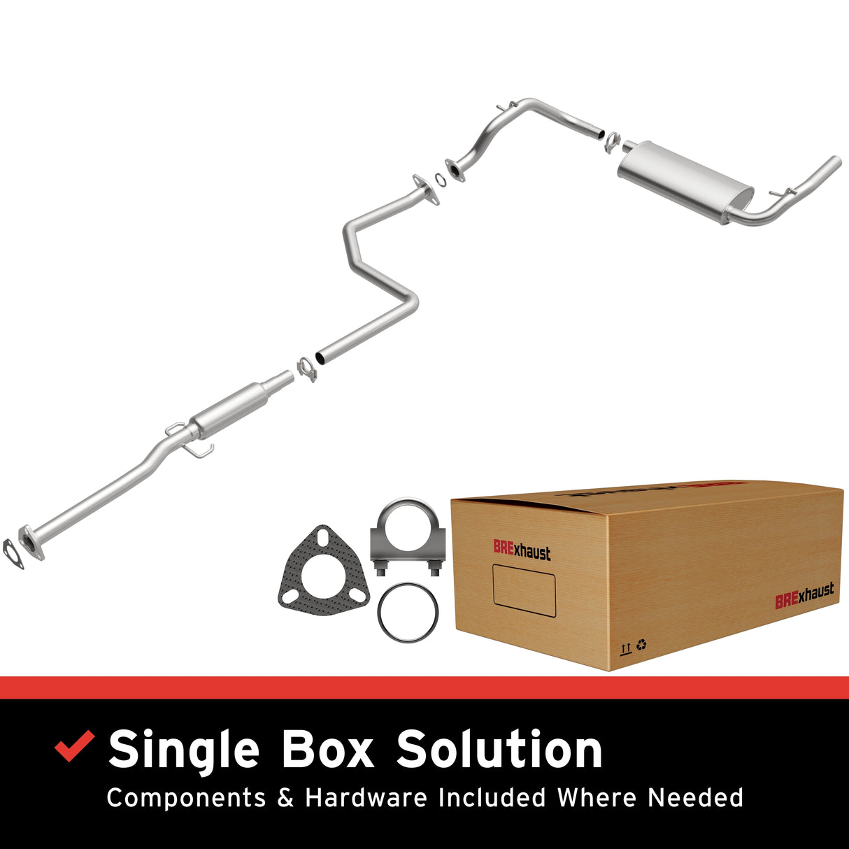 Fits 1990-1991 Honda Civic 1.5L Direct-Fit Replacement Exhaust System 106-0391 aluminized steel