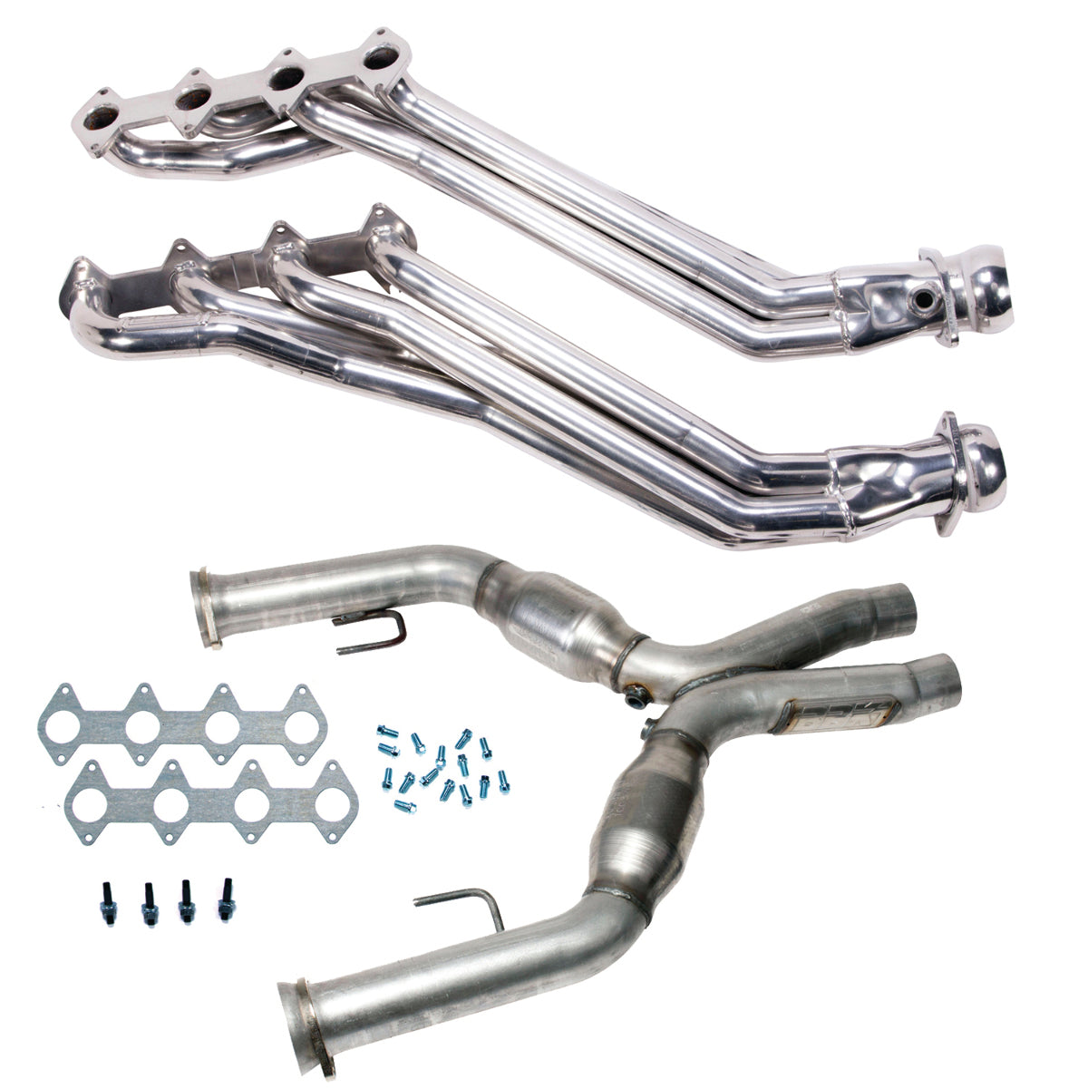Fits 2005-2010 Mustang GT 1 5/8 Tube Headers, Short Mid X Pipe w/Converter-16413 for 2005-2010 Ford Mustang polished