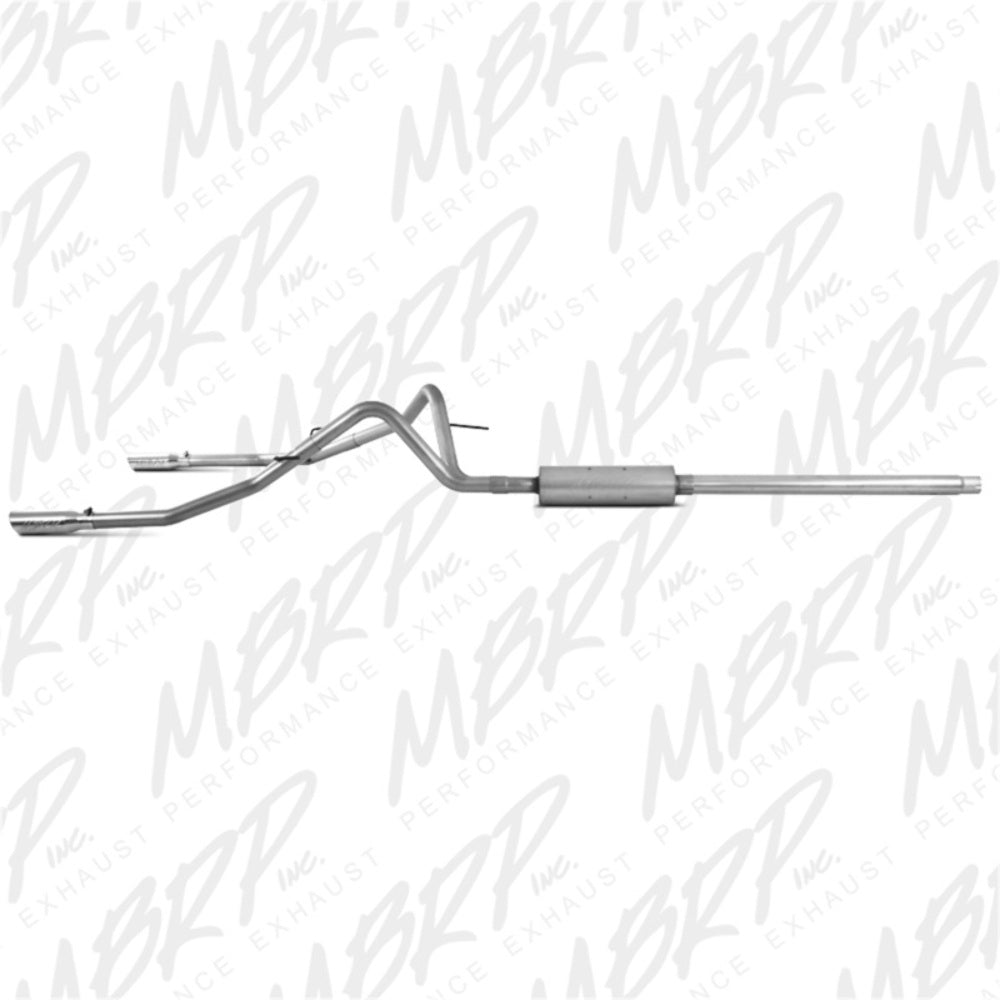 MBRP cat-back exhaust system fits Ford F-150 dual split rear exit aluminized steel S5202AL 2 inch inlet/outlet