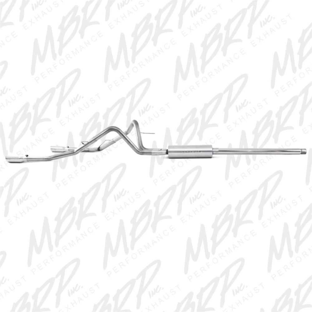 MBRP cat-back exhaust system fits Ford F-150 dual split rear exit Armor Plus Series T409 stainless steel S5202409 2 inch inlet/outlet