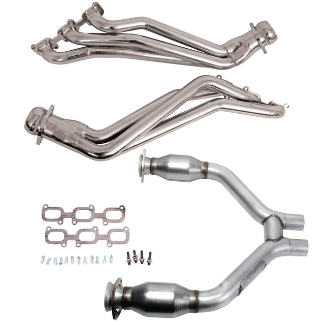 Fits 2015-2017 Mustang V6 1-3/4 Tube Headers, Short Mid H Pipe w/Converter-16424 for 2015-2017 Ford Mustang polished