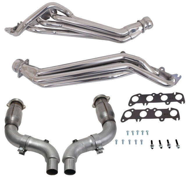 Fits 2015-23 Mustang GT 1-3/4 Long Tube Header, Short Mid Pipe w/Converter-16336 for 2015-2023 Ford Mustang polished