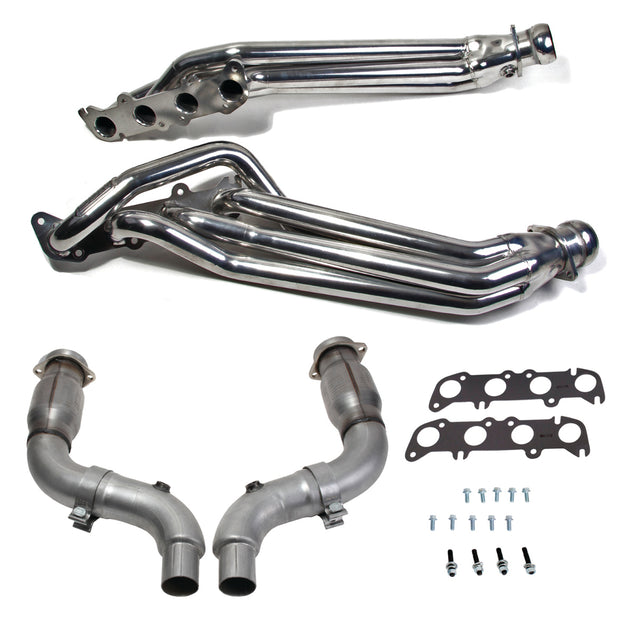 Fits 2015-23 Mustang GT 5.0 1-7/8" Tube Header, Short Mid Pipe w/Converter-18564 for 2015-2023 Ford Mustang polished