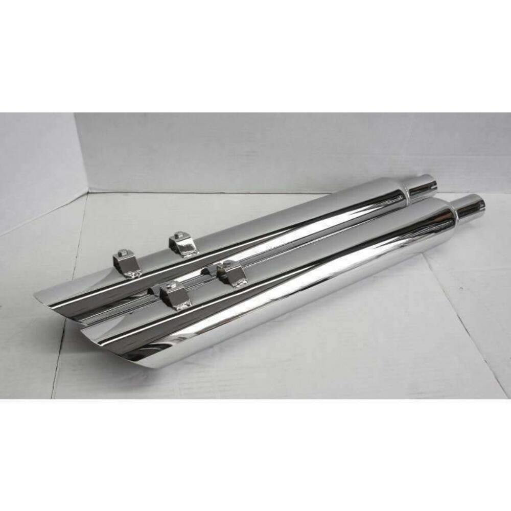 Fits 2016-23 Harley Davidson Angle Cut Slip On Muffler Chrome Exhaust 2" Baffle Jones Exhaust 2 inch