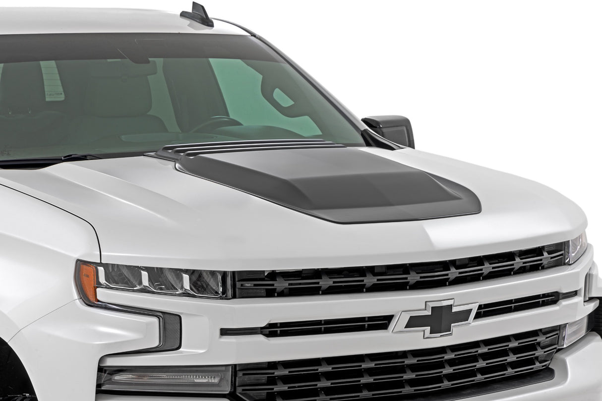 Fits 2019-2024 Silverado 1500 Hood Scoop; GBA Black; HS10010-GBA