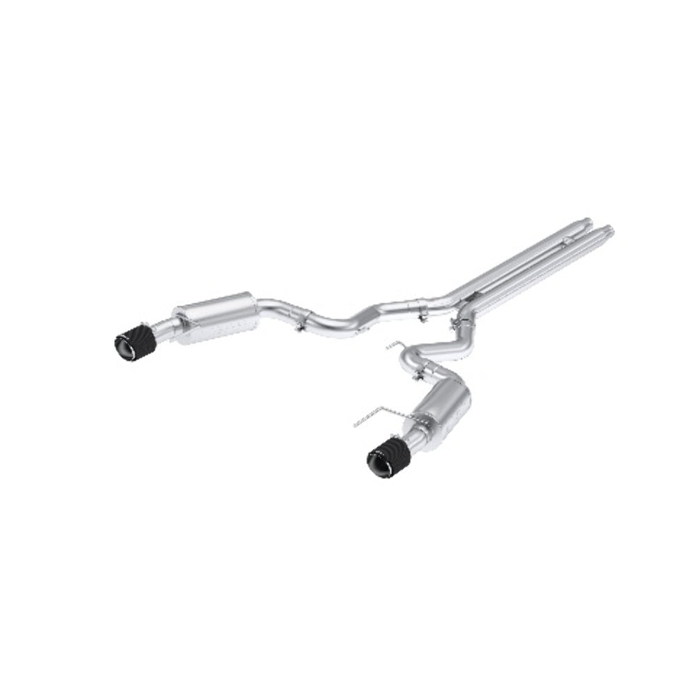 MBRP cat-back exhaust system fits Ford Mustang dual split rear exit Armor Pro Series T304 stainless steel carbon fiber tip S72513CF 4.5 inch inlet/outlet