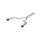 MBRP cat-back exhaust system fits Ford Mustang dual split rear exit Armor Pro Series T304 stainless steel carbon fiber tip S72513CF 4.5 inch inlet/outlet
