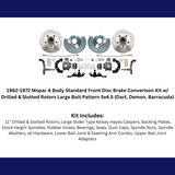 62-72 Mopar A; Front Disc Converison; Slotted; w/Bolt 5x4.5 DBK6272A-45-LX Brakes MBM