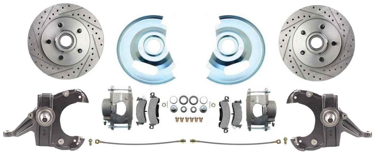 t Fits 73-87 C-10 5 Lug D/S Rotor, 2.5" Drop Disc Conversion Wheel Kit DBK7387DLX MBM Brakes