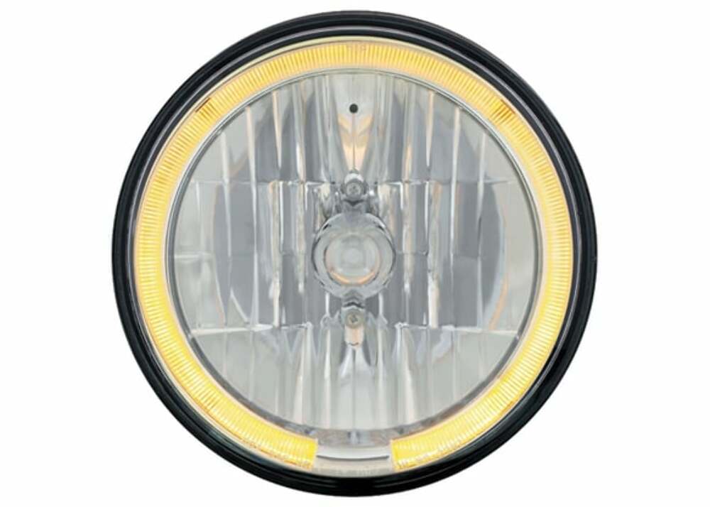 78-80 C10 Euro Crystal Headlight-7" w/ Led Aux Light-Halo EHL80HLAMBER