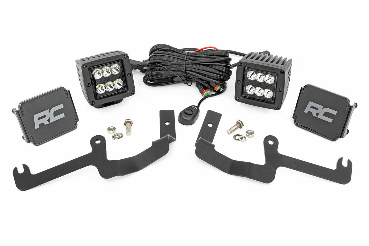 Fits Chevy Silverado 1500(19-24) LED Light Ditch Mount 2" Black Pair Spot 70841