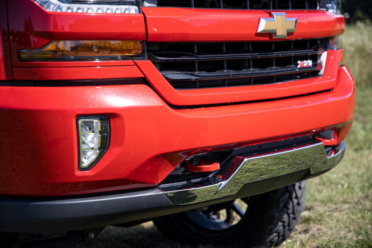 Fits Chevy Silverado 1500 2&4WD (2014-2018 & Classic) Tow Hooks Forged Red RS134