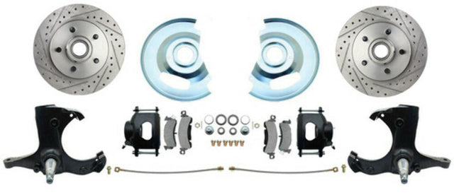 Chevy Truck 5 Lug Disc Brake Conversion Wheel Kit Powder Coated Black Calipers Brakes MBM