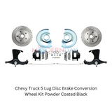 Chevy Truck 5 Lug Disc Brake Conversion Wheel Kit Powder Coated Black Calipers Brakes MBM