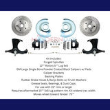 Chevy Truck 5 Lug Disc Brake Conversion Wheel Kit Powder Coated Black Calipers Brakes MBM