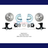 Chevy Truck 5 Lug Disc Brake Conversion Wheel Kit Powder Coated Black Calipers Brakes MBM