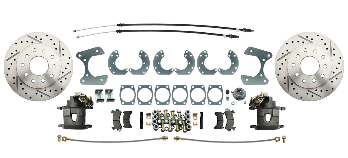 Ford 9" Rear End Disc Brake Kit w/ E-brake & Drilled/ Slotted Rotors DBK9LX Brakes MBM