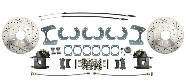 Ford 9" Rear End Disc Brake Kit w/ E-brake & Drilled/ Slotted Rotors DBK9LX Brakes MBM