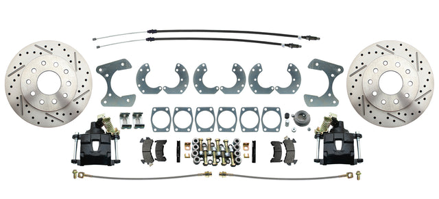 Ford 9" Rear End Disc Brake w/E-brake & Drilled/Slotted Rotor-Black DBK9LXB Brakes MBM