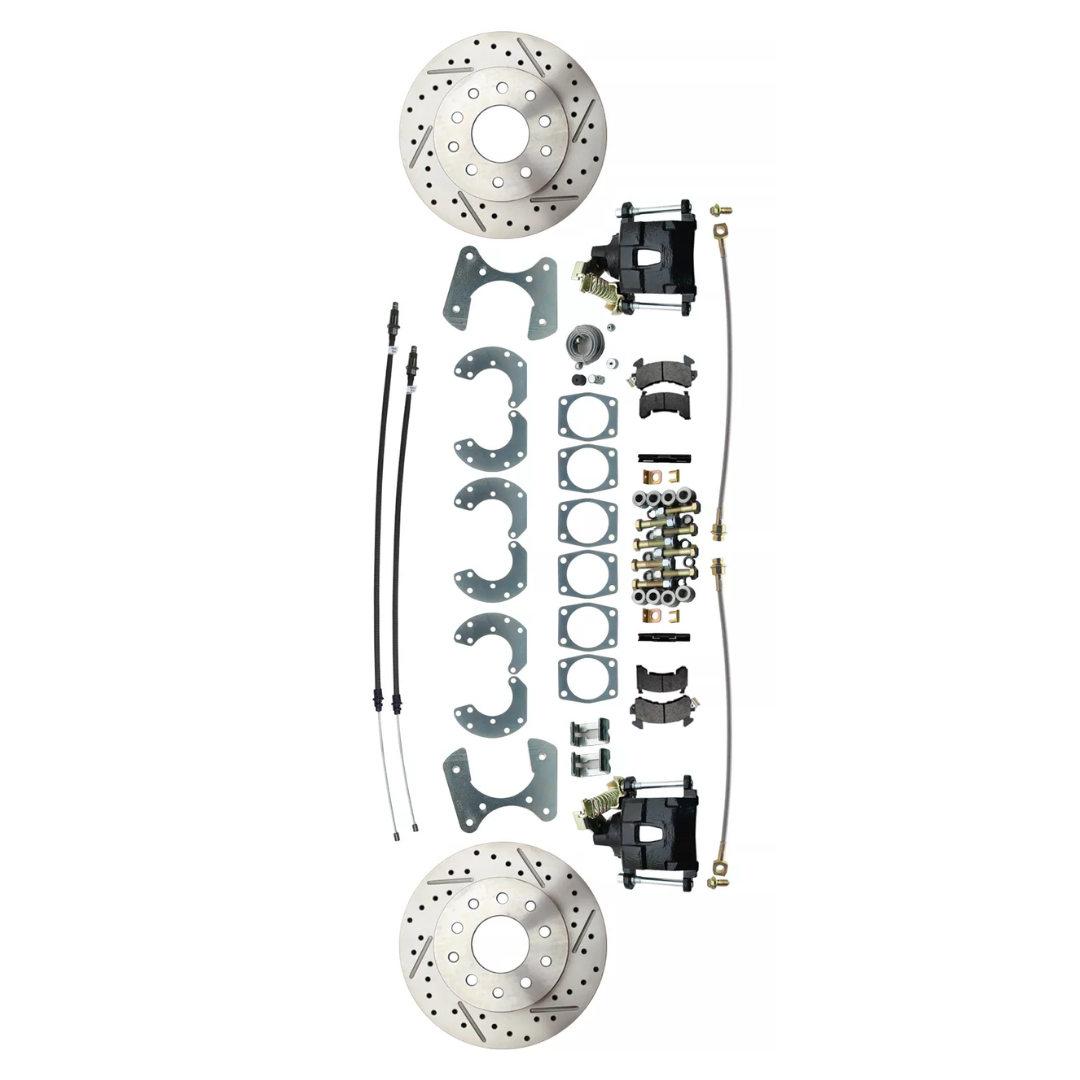 Ford 9" Rear End Disc Brake w/E-brake & Drilled/Slotted Rotor-Black DBK9LXB Brakes MBM