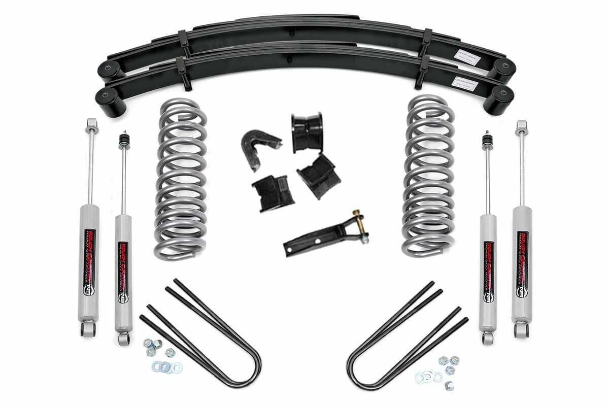 Fits Ford F-100 4WD (1970-1976) 4 Inch Lift Kit; Rear Springs; 500-70-76.20