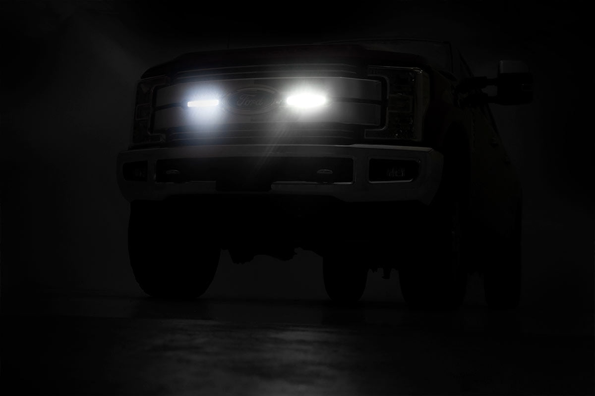 Fits Ford F-250 SD (17-19) LED Light Kit; Grille Mount; 8" Black Pair; 70697