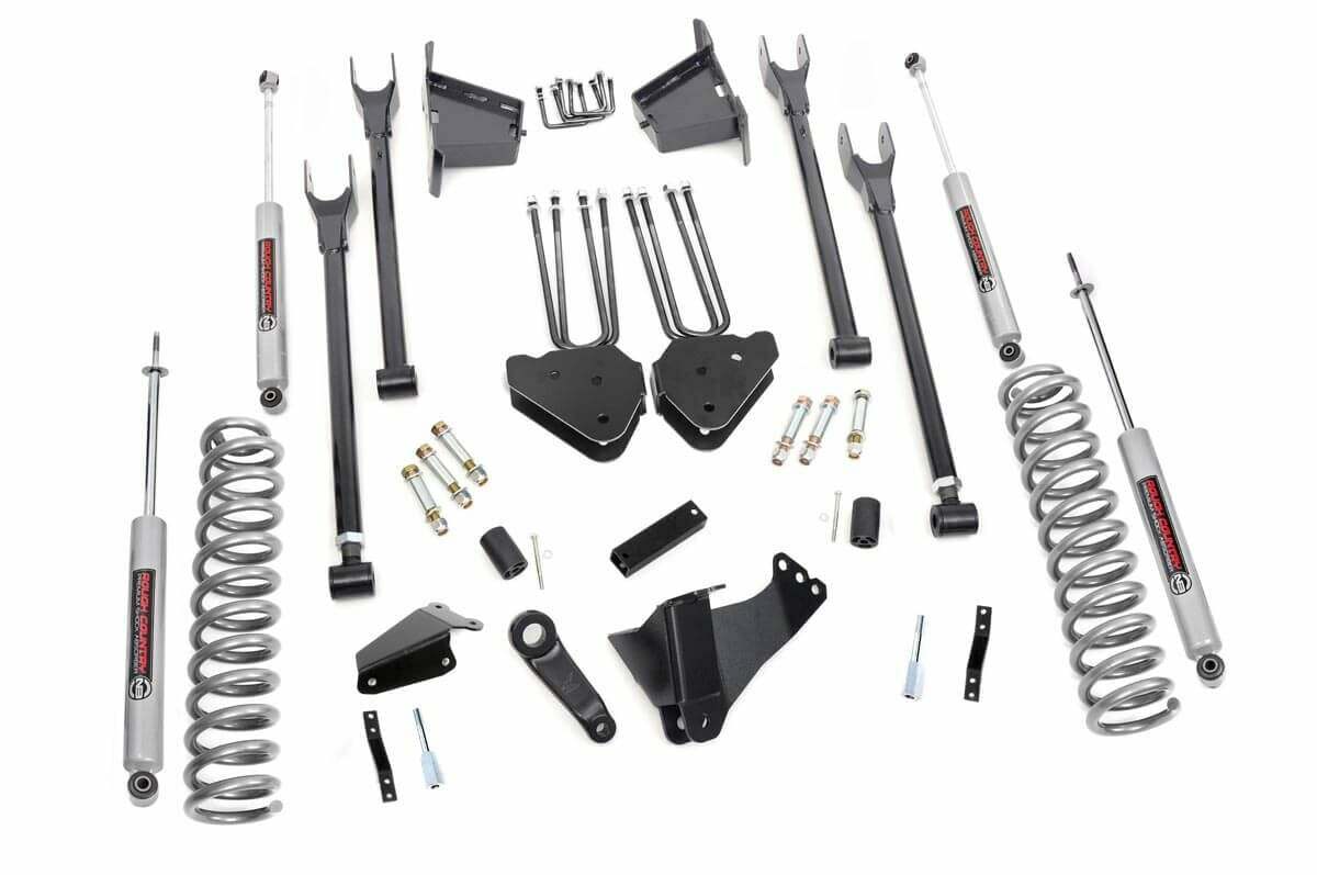 Fits Ford F-250/F-350 SD 4WD (05-07) 8" Lift Kit; 4 Link; RR Blocks; 591.2