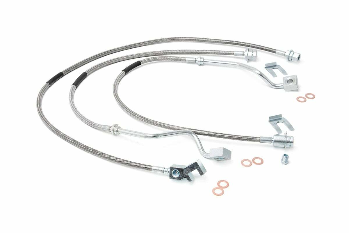 Fits Ford F-250/F-350 SD (99-04) Brake Lines; S/S; FR & RR; 4-6" Lift; 89717