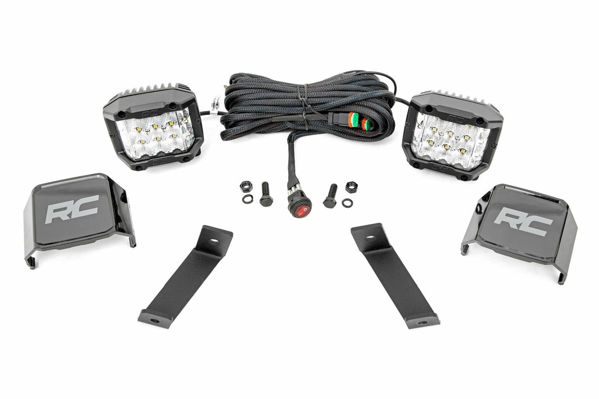 Fits Jeep Cherokee KL (14-21) LED Light Kit; Ditch Mount; 3" OSRAM; Wide; 70082