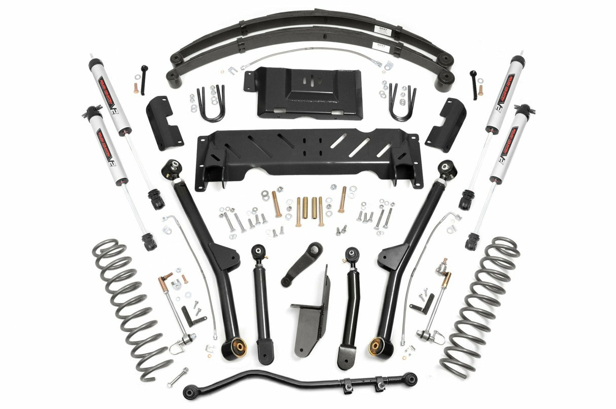 Fits Jeep Cherokee XJ 4WD (84-01) 4.5" Lift Kit; Long Arm; RR Leafs; V2; 68670