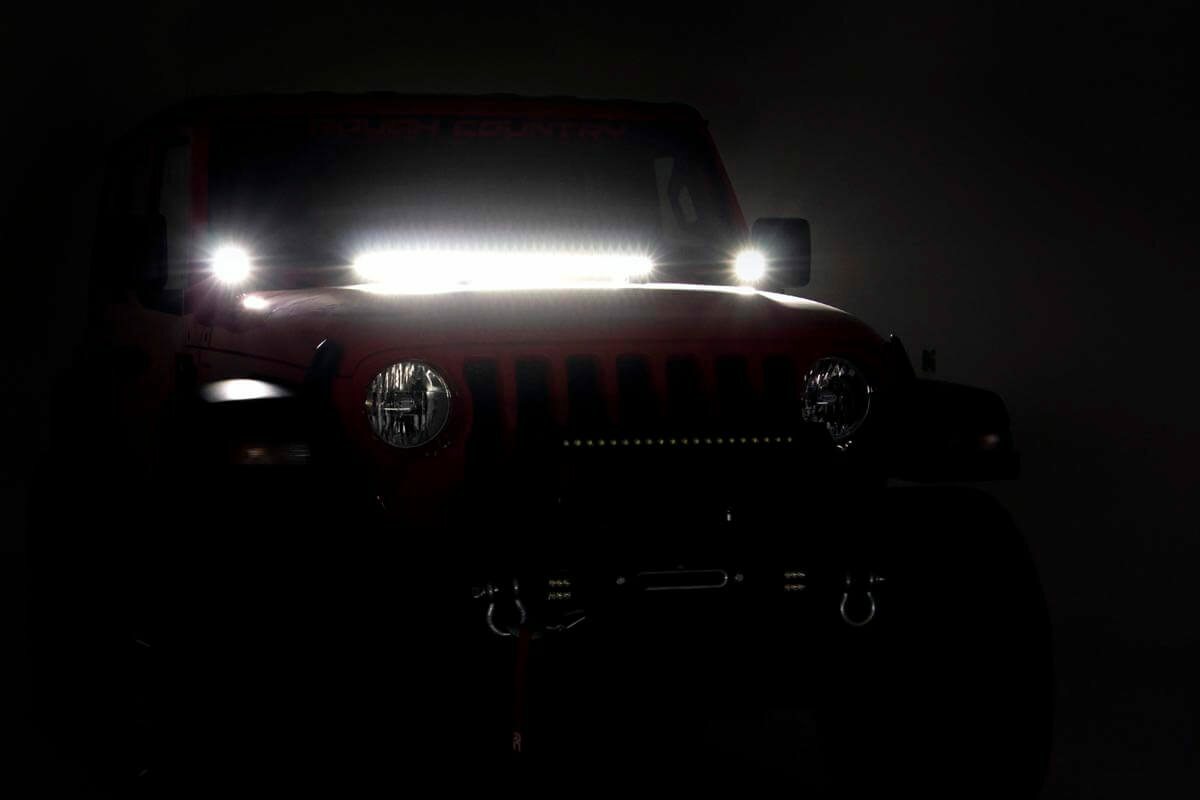 Fits Jeep Gladiator JT(18-24) LED Light Hood Mount 30" Black Single Row 70054