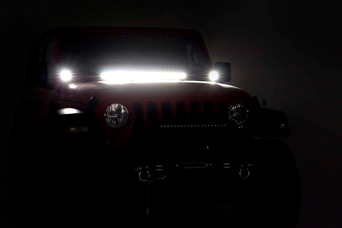 Fits Jeep Gladiator JT (18-24) LED Light Kit; Cowl Mount; 2" Black Pair; 70062