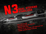 Fits Jeep Gladiator JT (18-24) N3 Steering Stabilizer; Dual; 2.5-8" Lift; 87304