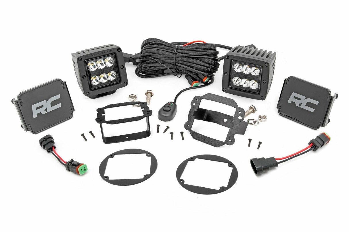 Fits Jeep Wrangler JK (10-18) LED Light Kit; Fog Mount; 2" Black Pair; 70630