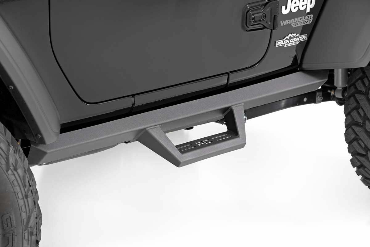 Fits Jeep Wrangler JL 4WD (2018-2024) Contoured Drop Steps; 2 Door; 90761