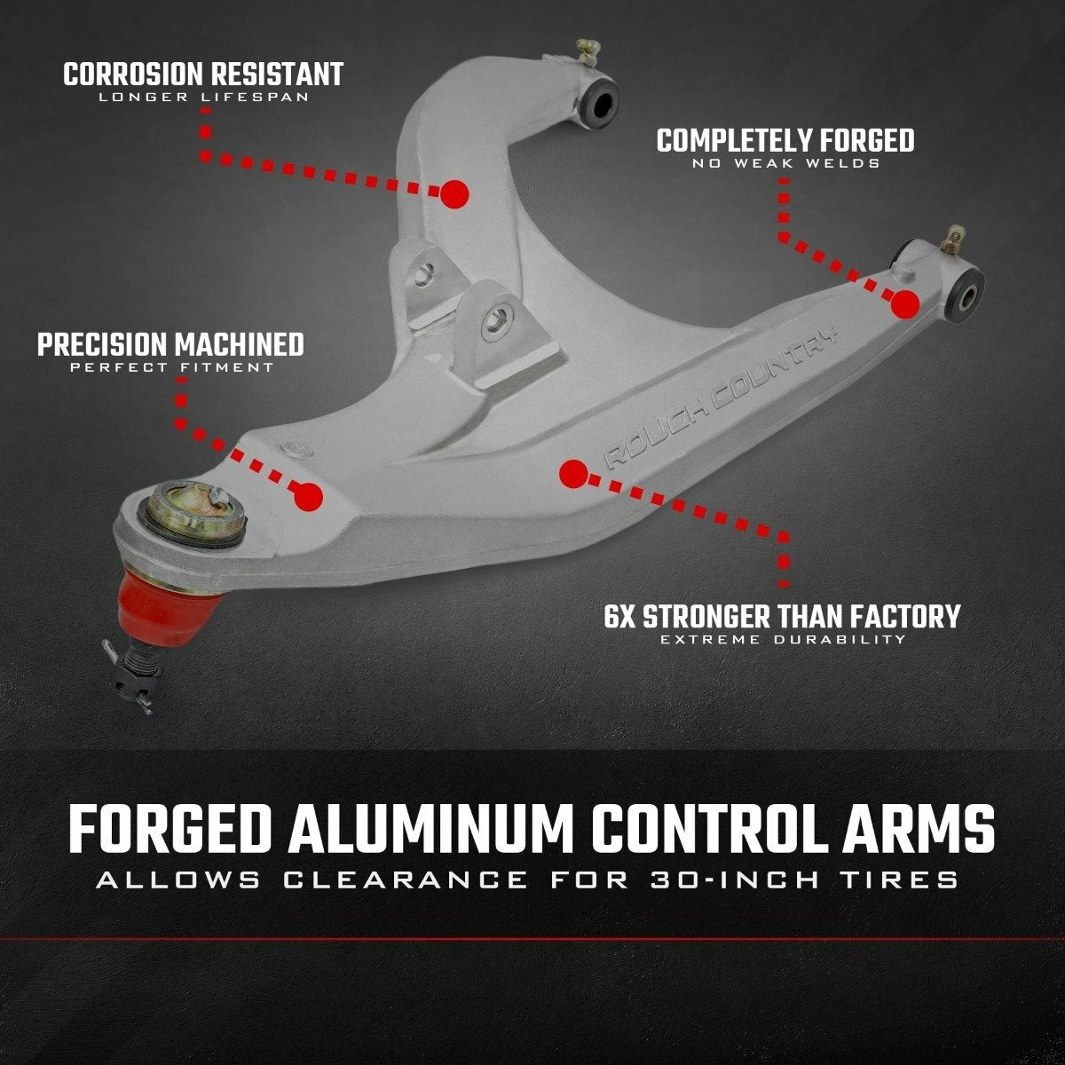 Fits Polaris Ranger 1000XP Aluminum Control Arms  w/ 2" Forward Offset 93155