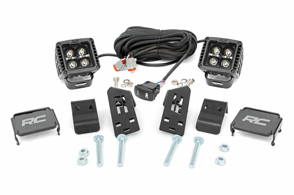 Fits Polaris RZR PRO XP LED Light; A Pillar Mount; 2" Black Pair;  DRL; 93080